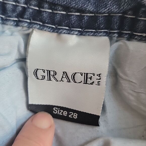 Grace in LA Light Blue Embroidered Bootcut Womens Size Waist 28 (Runs Small) - Picture 13 of 16